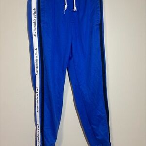 Abercrombie & Fitch Royal Blue Joggers with Logo Stripe